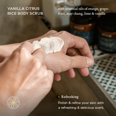 Vanilla Citrus Rice Natural Body Scrub ingredients and benefits